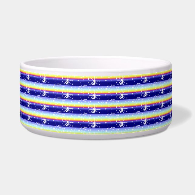 Dog Bowl Purple Blue Pink Striped (Front)