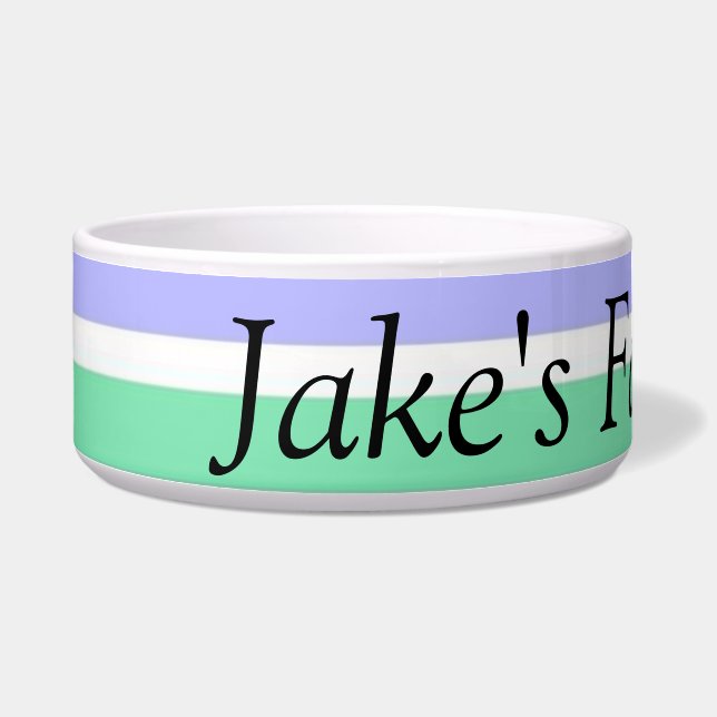 Dog Bowl Purple Green Stripe (Left)