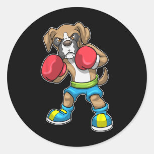 Dog Boxer Boxing Gloves Boxing For Men Women Girls Classic Round Sticker