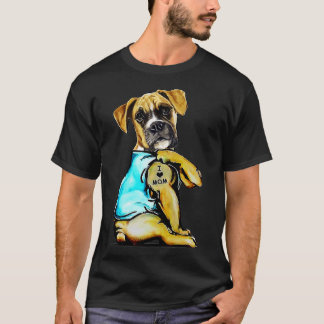 Dog Boxer Dog Tattoo I Love Mum Mother's Day Lover T-Shirt