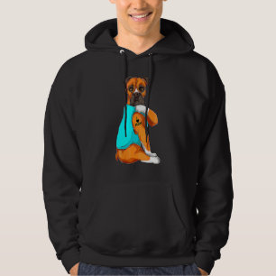 Dog Boxer I Love Mum Tattoo Dog Mum Mother's Day Hoodie