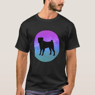 Dog Breed Dog Pug Silhouette Space Galaxy T-Shirt