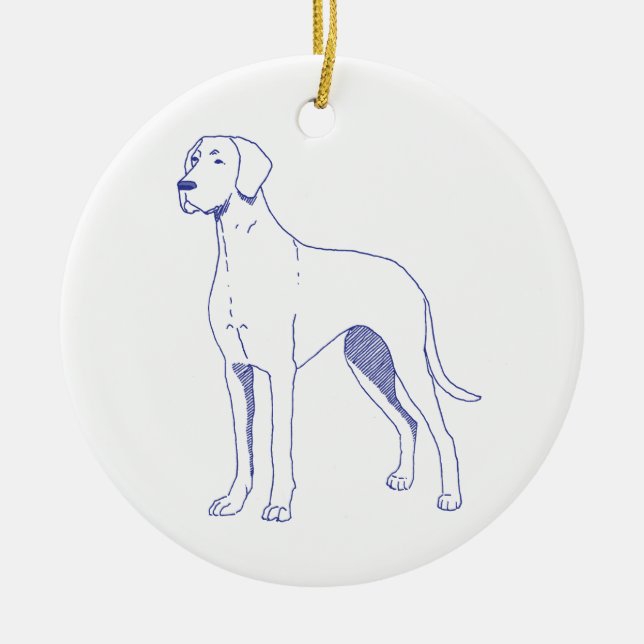Dog breed Great Dane Ceramic Tree Decoration (Front)