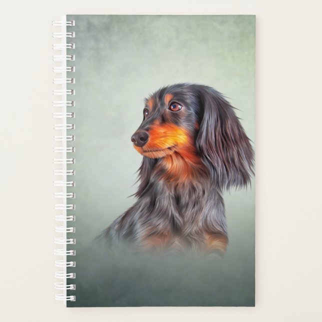 Dog breed long haired dachshund planner (Front)