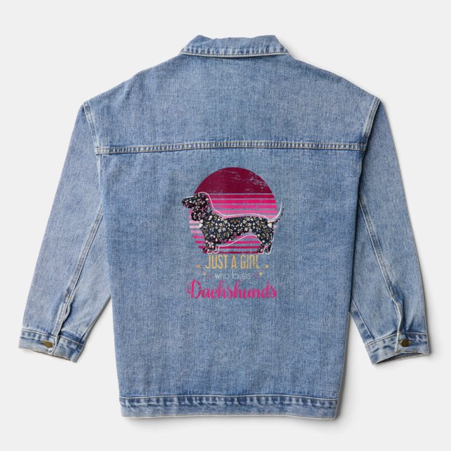 Dog Breed Pet Mum Women  Dachshund  Denim Jacket (Back)