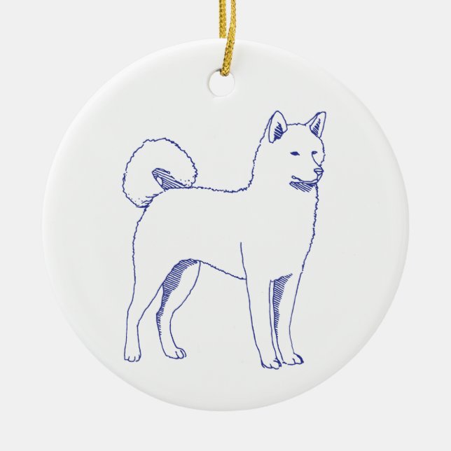 Dog breed Shiba Inu Ceramic Tree Decoration (Front)