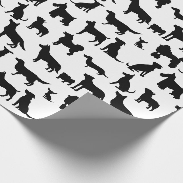 Dog Breed Silhouette Wrapping Paper (Corner)