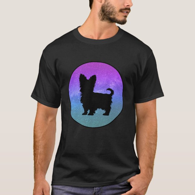 Dog Breed Yorkshire Terrier Dog Silhouette Space G T-Shirt (Front)