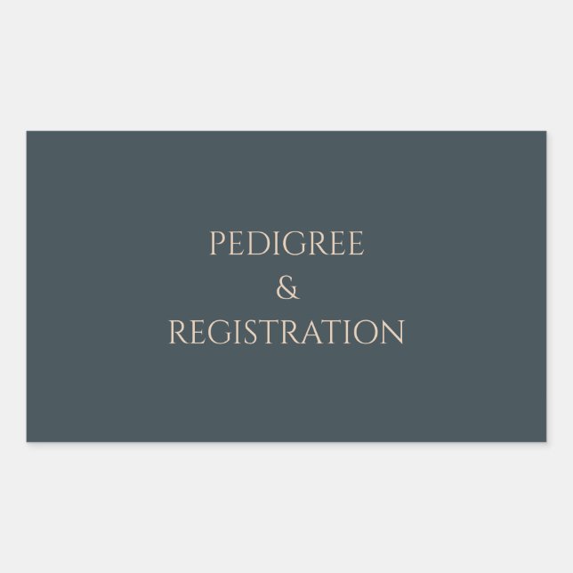Dog Breeder Folder Label PEDIGREE & REGISTRATION  (Front)
