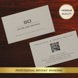 Dog Breeder QR Code & Kennel Monogram Business Card