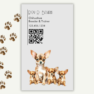 Dog Breeder Trainer Chihuahua Animals QR Code Magnetic Business Card
