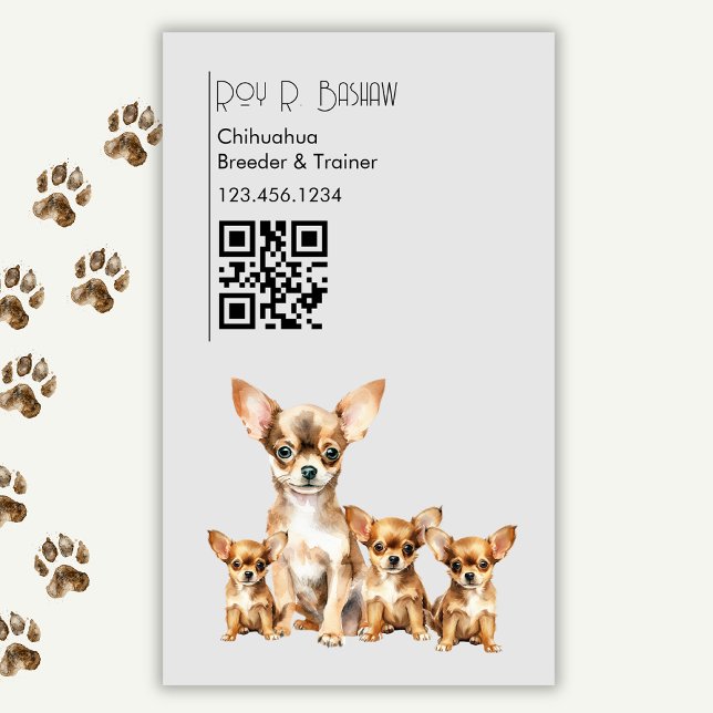 Dog Breeder Trainer Chihuahua Animals QR Code  Magnetic Business Card (Creator Uploaded)