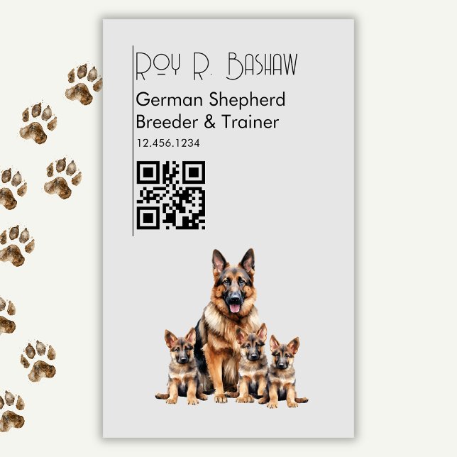 Dog Breeder Trainer German Shepherd Puppy QR Code  Magnetic Business Card (Creator Uploaded)