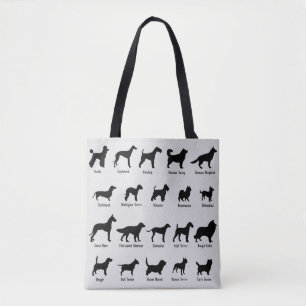 Dog Breeds in Silhouette  Tote Bag