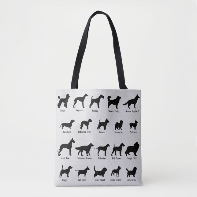 Dog Breeds in Silhouette  Tote Bag (Front)