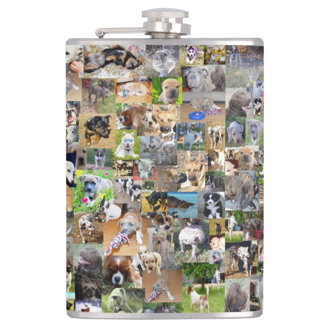 Dog Breeds Photo Collage,  Hip Flask (Front)