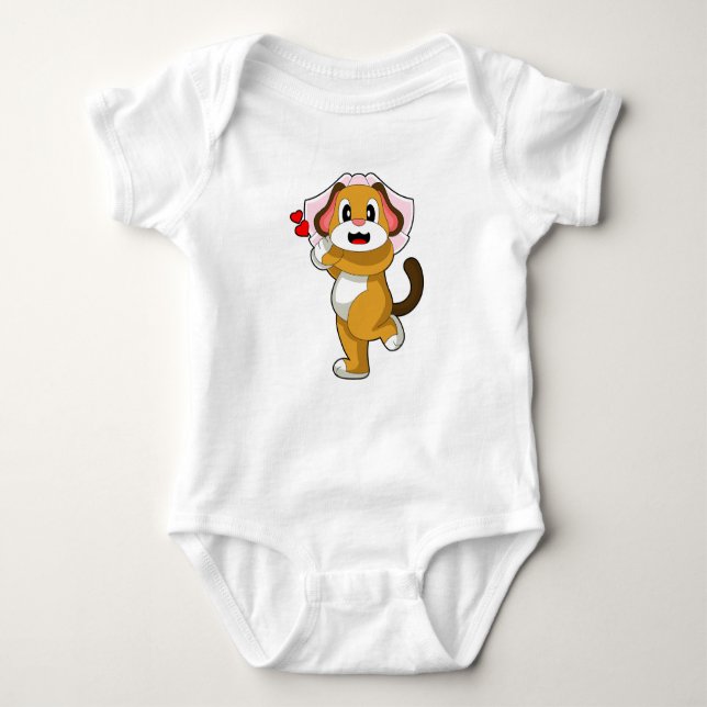 Dog Bride Veil Wedding Baby Bodysuit (Front)
