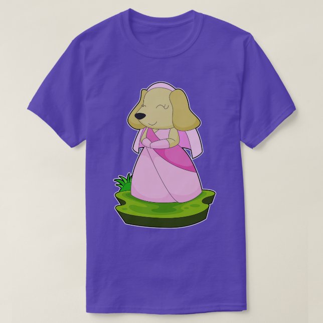 Dog Bride Veil Wedding T-Shirt (Design Front)