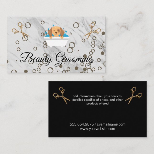 Dog Bubble Bath | Scissors Business Card (Front/Back)