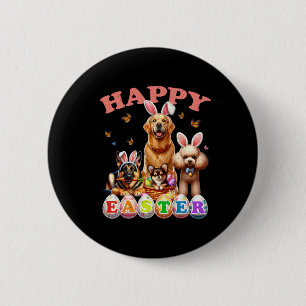 Dog Bunny Ears Happy Easter Egg Hunt Christian Hol 6 Cm Round Badge