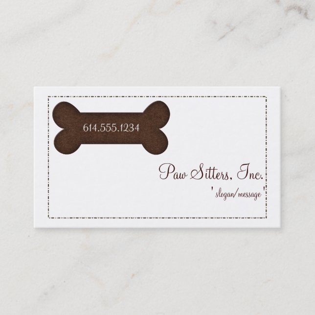 Dog Business Card :: Brown Dog Bone (Front)