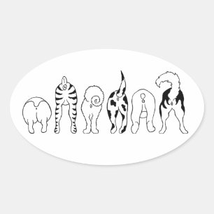Dog Butts Oval Sticker