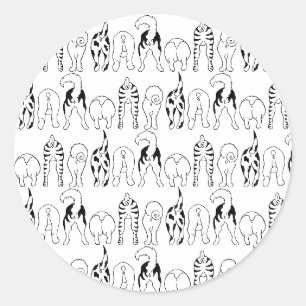Dog Butts Pattern Classic Round Sticker