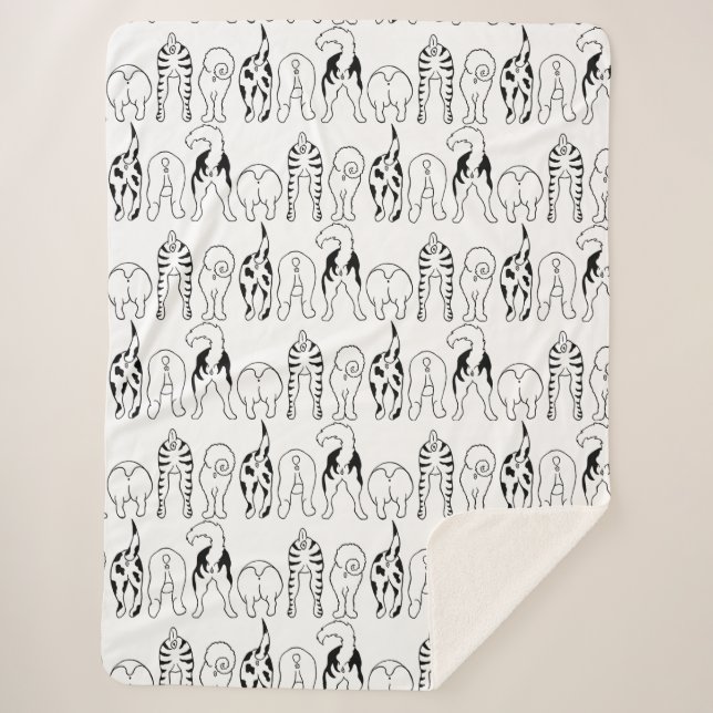 Dog Butts Pattern Sherpa Blanket (Front)
