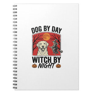 Dog By Day Witch By Night Vintage Halloween Dog De Notebook