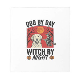 Dog By Day Witch By Night Vintage Halloween Dog De Notepad