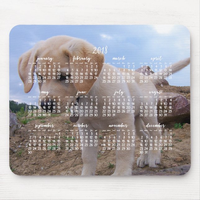 Dog Calendar 2018 Personalised Mouse Pad (Front)