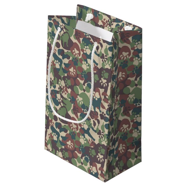 Dog Camouflage Pattern Small Gift Bag (Back Angled)