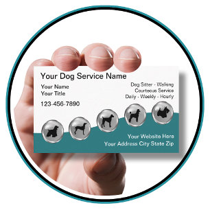 Dog Canine Training Grooming Modern Business Card