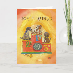 Dog Car Chase - Funny Birthday Card