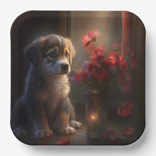 Dog cardboard plates Flower (Front)