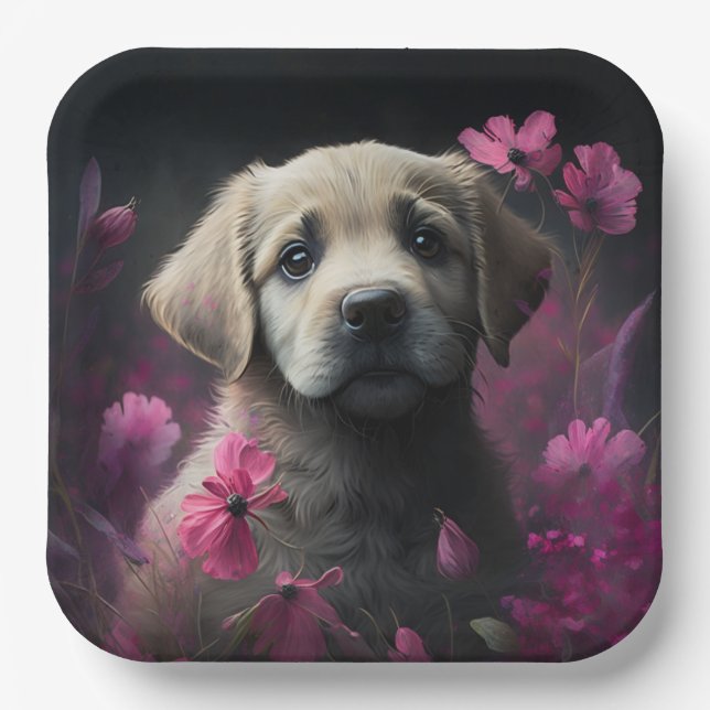 Dog cardboard plates Flower (Front)
