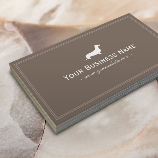 Dog Care Dachshund Hotdog Elegant Brown Business Card (Creator Uploaded)