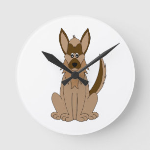 Dog Cartoon Amazing German Shepherd Round Clock