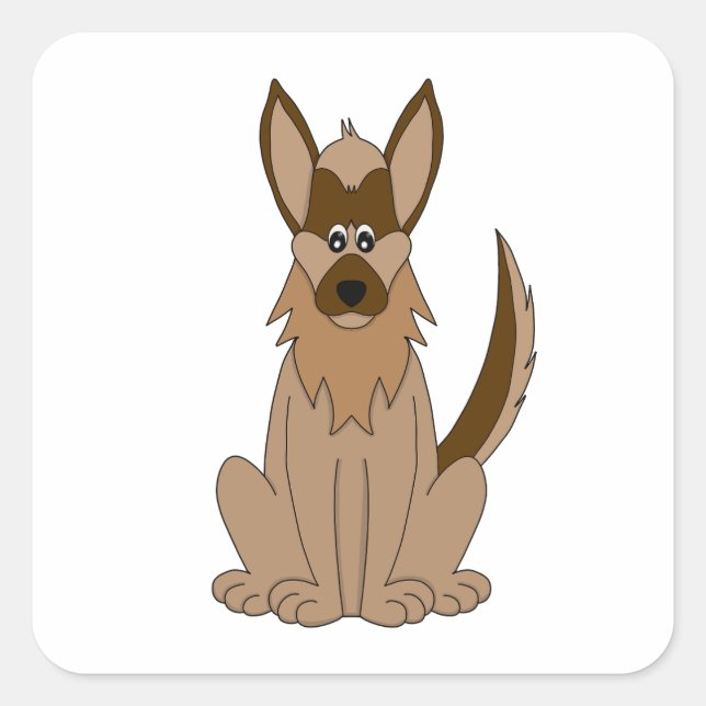 Dog Cartoon Amazing German Shepherd Square Sticker (Front)
