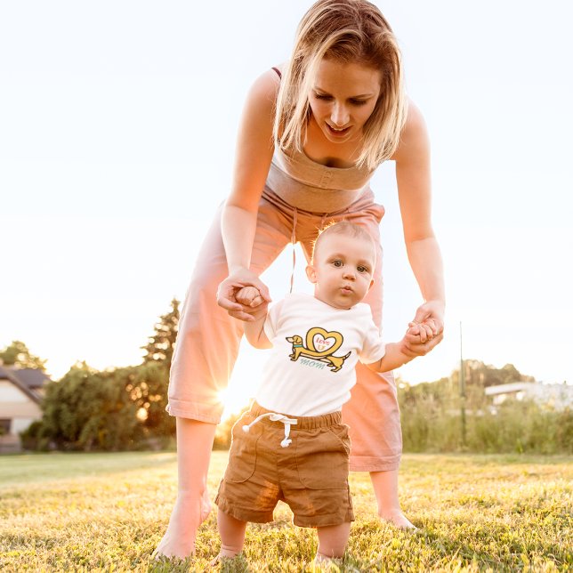 Dog Cartoon  Baby Bodysuit (love you mom new born baby.)
