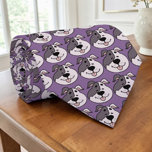 Dog Cartoon on Purple Custom Neck Tie