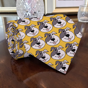 Dog Cartoon on Yellow Custom Neck Tie