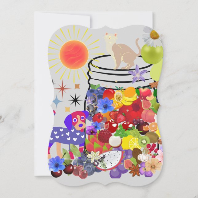 dog, cat, and fruits and flowers (Front)