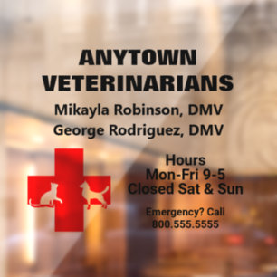 Dog Cat and Red Cross Veterinarian Window Cling