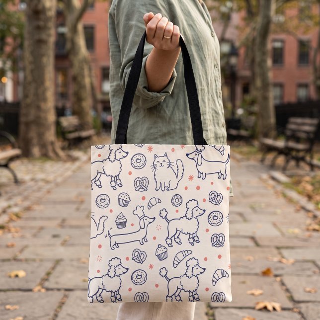 Dog Cat Bakery Navy Tote Bag (Creator Uploaded)
