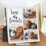 Dog Cat Best Friends Pawprints 4 Photos Custom Plaque<br><div class="desc">Showcase 4 of your favourite photos on a photo display plaque of your dog and cat who are BEST FRIENDS. The design features modern, fun typography, cute dog and cat pawprints with a heart and personalisation in your choice of colours to coordinate with your photos and/or home decor (shown in...</div>