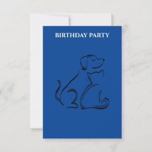 "DOG & CAT BIRTHDAY INVITATIONS PERSONALIZED.
