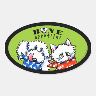 Dog Cat Bone Appetit! Pet Gourmet Olive Oval Sticker