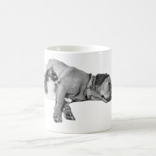 Dog & Cat Cuddling Monochrome Art Mug