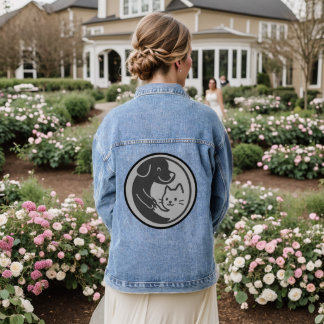 dog & cat friendship denim jacket
